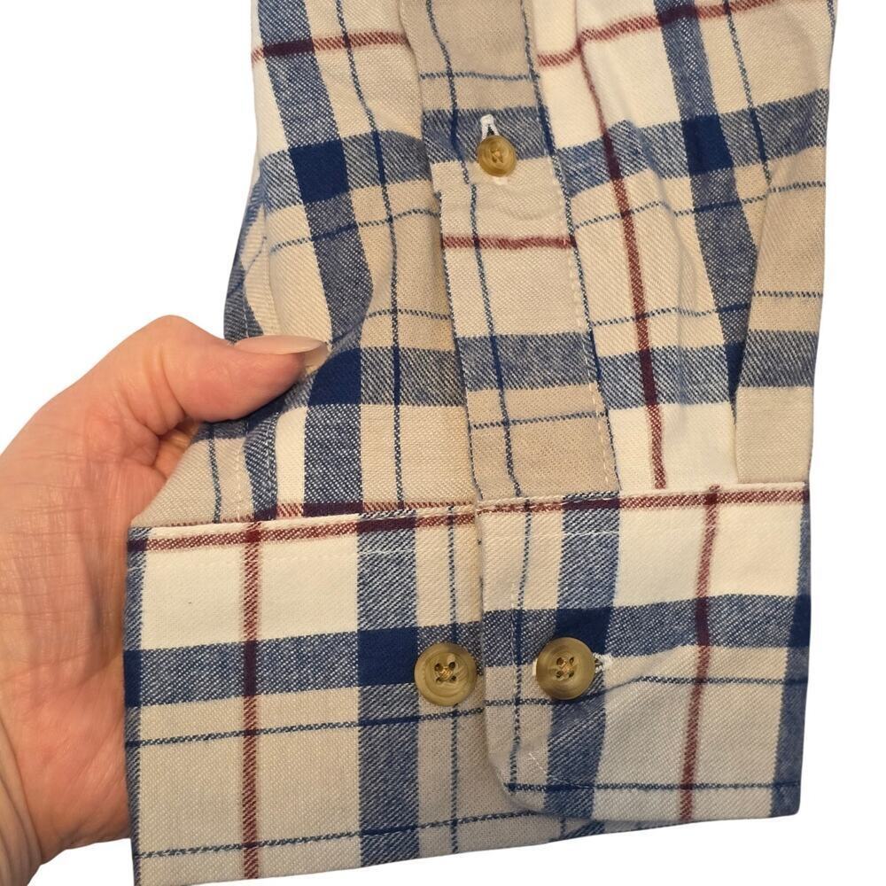Cabelas Flannel Shirt Mens 5XL Blue White Plaid 100% Cotton Gorpcore Utility - Picture 7 of 10
